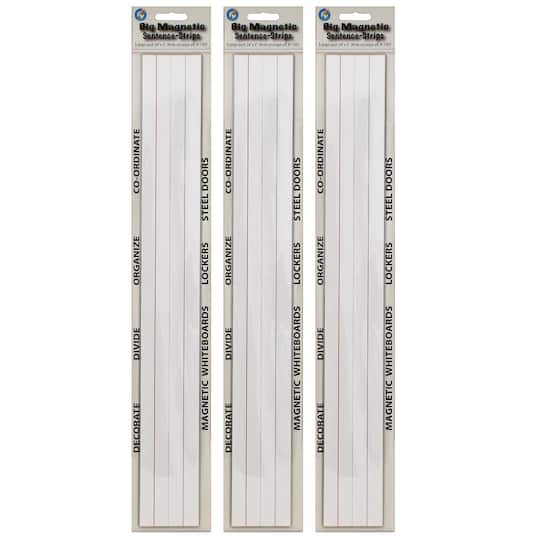 Ashley Productions 3" x 24" Snow White Big Magnetic Sentence Strips, 3 Packs of 5